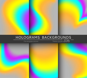 set 6 realistic holographic backgrounds vector image