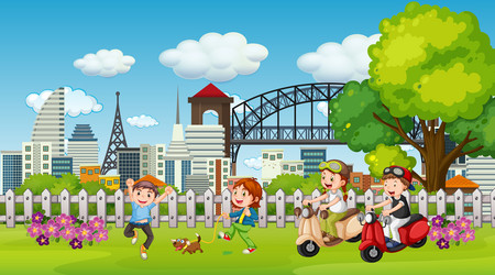 children playing outdoor park vector image