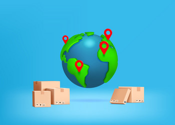 3d world map shop logistic and global delivery vector image