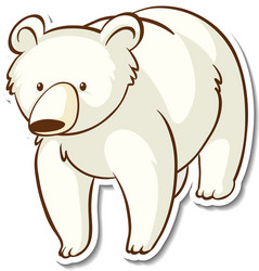 sticker design with polar bear isolated vector image