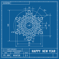 snowflake as technical blueprint drawing vector image