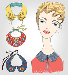 fashion girl with set of collars vector image