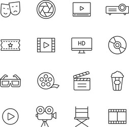 movie line icons vector image