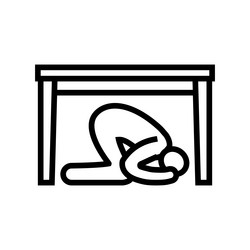 Earthquake people safety line icon vector