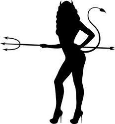 black silhouette devil girl vector image