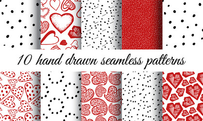 Hand drawn heart seamless pattern vector