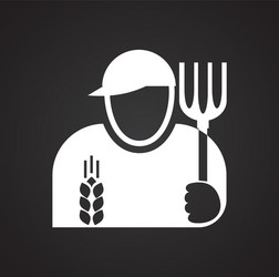 Farmer icon on black background for graphic vector