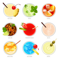 top cocktails realistic collection vector image