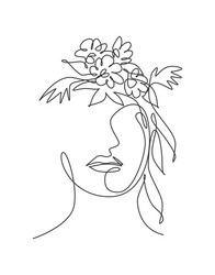 one single line drawing beauty abstract face vector image