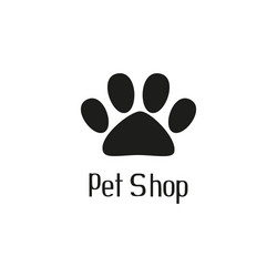 Pet shop logo with paw vector