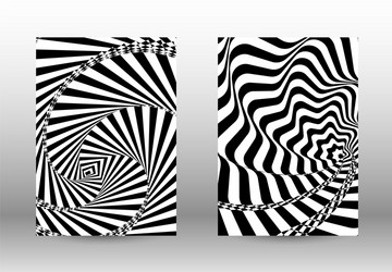 Set of abstract patterns with distorted lines vector