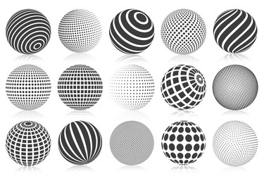 dotted halftone 3d sphere striped vector image