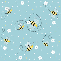 seamless floral pattern with bees vector image