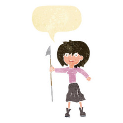 cartoon woman with harpoon speech bubble vector