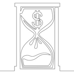 continuous one line dollar hourglass icon concept vector image