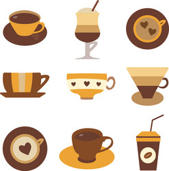 coffee tea or hot chocolate in cups vector image