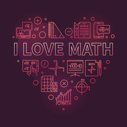 i love math concept outline heart shaped modern vector image