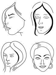 set of woman faces vector image