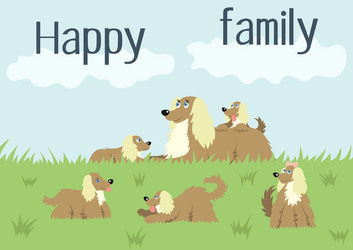 happy family card with dog and puppies vector image