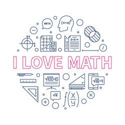 i love math concept line round banner vector image