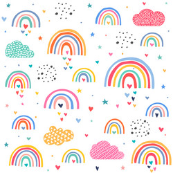 clouds rainbows love hearts pattern vector image