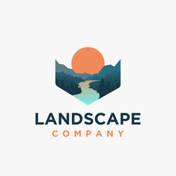 mountain and river landscape adventure logo icon vector image