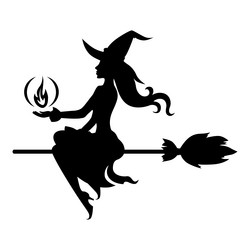 halloween witch silhouette vector image