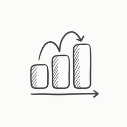 bar chart upward sketch icon vector image