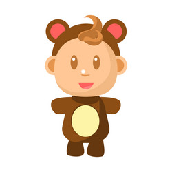 small happy baby standing in brown bear costume vector image