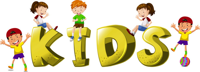 font design with word kids vector image