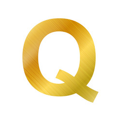 English alphabet gold texture letter q on white vector