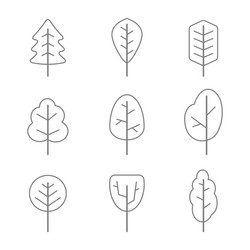 set of monochrome icons with trees vector image