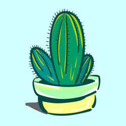 painting a cactus plant against blue vector image