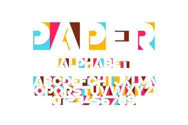 paper applique font alphabet letters and numbers vector image