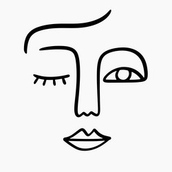 abstract one line drawing woman face portrait logo vector image