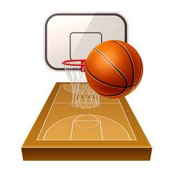 realistic basketball ground 3d orange ball vector image