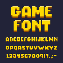 pixel game font set text and typography elements vector image