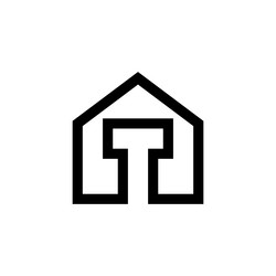 letter t home building logo design vector image