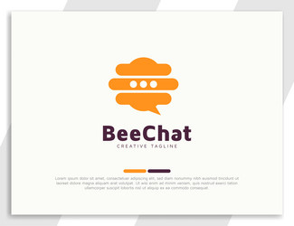 Bee chat communication logo design with hive vector