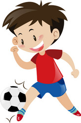 boy in red shirt playing football vector image