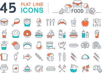 set line icons food vector image