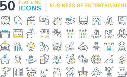 set line icons entertainment business vector image