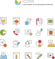 set line icons business information vector image