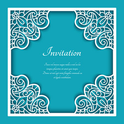 square frame with cutout lace pattern vector image