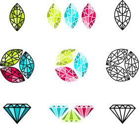 gemstone logo design set vector image