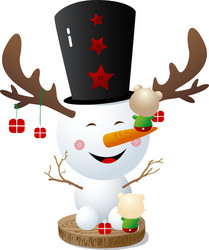 snowman on white background vector image