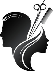 woman and man head silhouette beauty salon vector image