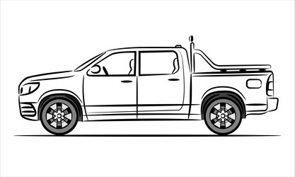 Outline pickup truck vector