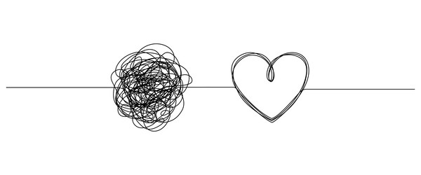 chaotically tangled line and heart vector image