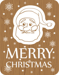 christmas card with santa on wood background vector image